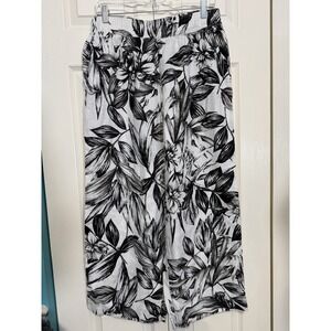 C&C California Women's Linen Wide-Leg Pants With Palms Size Large